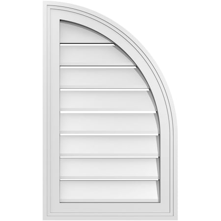 Ekena Millwork Quarter Round Top Right Surface Mount PVC Gable Vent w/ 2"W x 1-1/2"P Brickmould Frame, 16"W x 26"H GVPQR16X2602SF